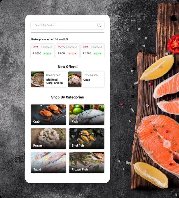 FreshR B2B meat and seafood ordering mobile app screen